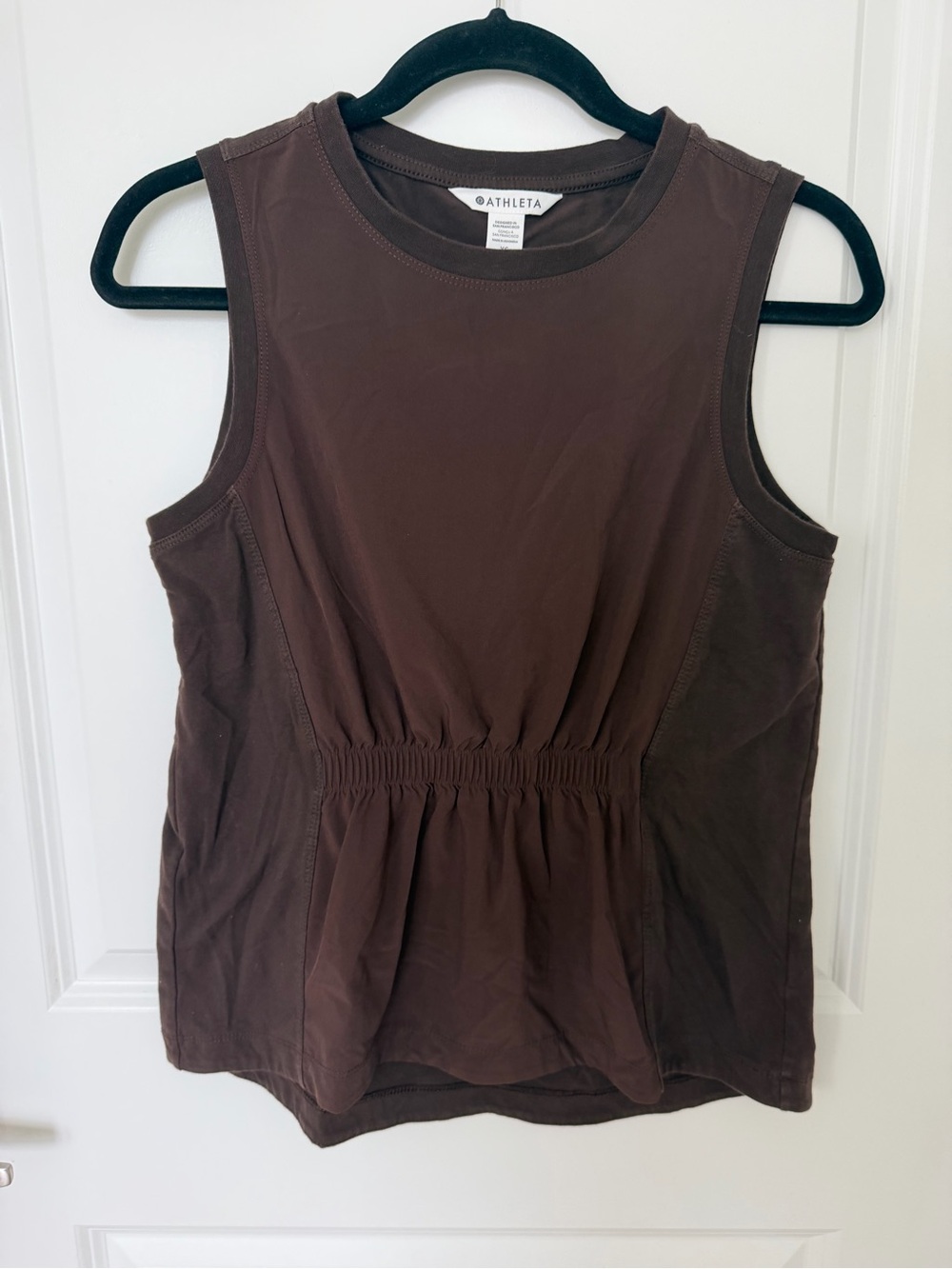Athleta Brown Gathered-Waist Sleeveless Tank